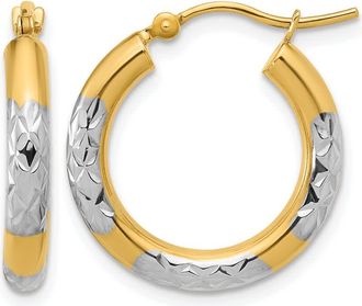 Diamond2Deal 10K Yellow Gold Diamond Cut 3mm Hoop Earrings