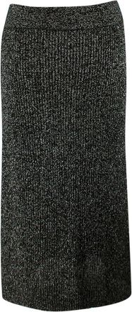 Proenza Schouler Black Metallic Ribbed Knit Midi Skirt Size XS