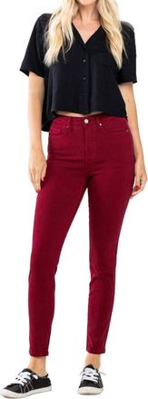 Judy Blue Tummy Control Skinny Jeans In Scarlet