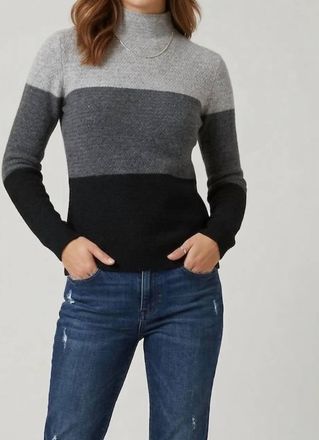 Kinross Cashmere Textured Colorblock Funnel Neck Sweater In Sterling Multi
