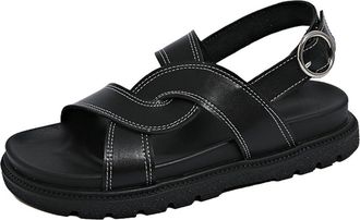 Generic Summer Walking Sandals for Women Uk Womens Summer Versatile Fairy Roman Casual Large Size Womens (Black, 7.5)