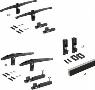 Emuca Emuca - Kit De Soportes Para 1 Estante De Madera, 1 M&oacute;dulo Y 1 Barra De Colgar De Longitud 1m Zero, Zamak, Pintado Color Negro Texturizado