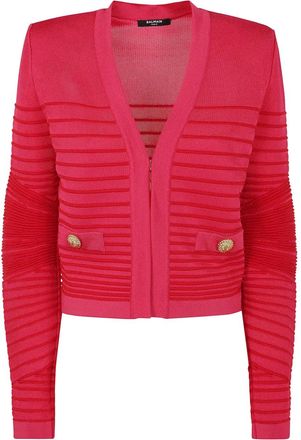 Balmain Cardigan con dettaglio a coste - Rosa