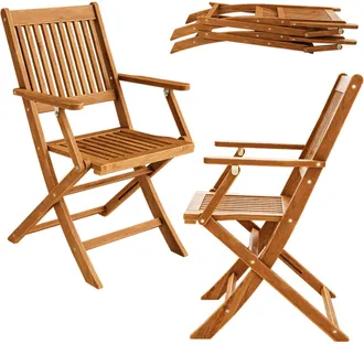 Deuba Sedie Da Giardino Set Di 2 Sydney Pieghevoli In Legno Di Acacia Con Braccioli Certificazione Fsc Patio Sedie Da Pranzo Terrazza Balcone