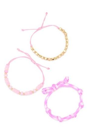 Leith Set of 3 Assorted Slider Bracelets in Pink Multi- Gold at Nordstrom Rack