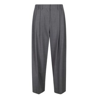 Brunello Cucinelli Tailored broek met Monili-detail - Dames - Broeken - Grijs - Maat: M Zijde