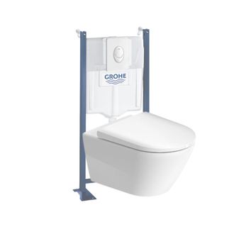 Duravit Pack Inodoro Suspendido Sin Aro Duravit D-neo + Estructura Soporte Grohe Rapid Sl Project + Asiento + Placa Blanca