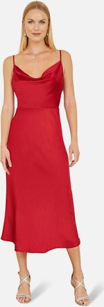 Yumi Satin Cowl Neck Midi Dress in Red at Nordstrom, Size 12
