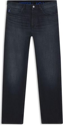 HUGO BOSS Dark-blue regular-fit jeans in stonewashed denim