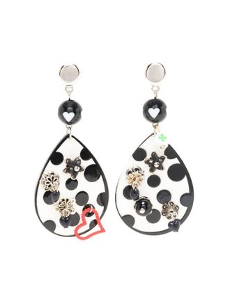 Amir Slama enamelled polka-dot pattern earrings - Black