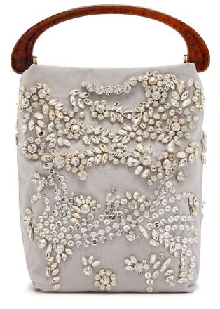 Dries Van Noten Crisp Crystal-embellished Woven top Handle bag - Light Grey - One Size