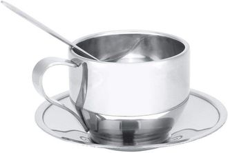 OEM Juego De Taza De Caf&eacute; De Doble Pared De 120 Ml Con Cuchara Y Platillo - Ideal Para El D&iacute;a De San Valent&iacute;n, Capuchino, Latte Y Leche - Fabricado En Ace
