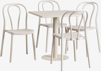 Sklum Set De Mesa Cuadrada 70x70 Cm Y 4 Sillas De Jard&iacute;n Mizzi Sklum