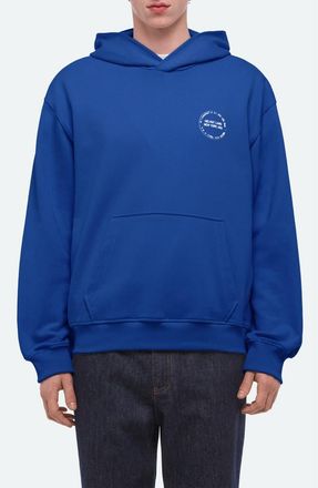 Helmut Lang Stamp Cotton French Terry Pullover Hoodie in Royal Blue at Nordstrom, Size X-Large