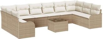 vidaXL Conjunto De Sof&aacute; De Jard&iacute;n 11 Pcs Beige, Blanco Polirat&aacute;n Vidaxl