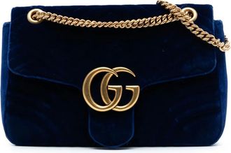 Gucci Borsa a spalla GG Marmont grande in velluto matelass&eacute; 2016-2025 - Blu