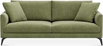 Castlery Lena Sofa Customized, (Washed Chenille) Moss (Matte Black Legs), Machine Washable, Removable Covers for Sofas, Castlery