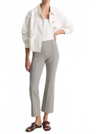 Vince Niki Mid-Rise Crop Flare Pants In Tapenade Gingham