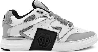 Philipp Plein Mix logo-patch sneakers - men - Fabric/Polyethylene vinyl acetate (PEVA)/Fabric/Calf Leather/Calf Leather - 40 - White