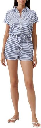 Melissa Odabash Cheryl Striped Lounge Romper in Navy Stripe at Nordstrom, Size X-Small