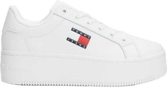 Tommy Jeans Icon leren platzool-sportschoenen voor dames (Wit)