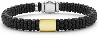 Lagos Mens Anthem Matte Black Ceramic Caviar Beaded Bracelet in Silver at Nordstrom, Size 8