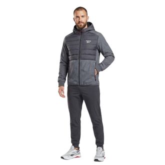 Reebok Regenjas voor heren met effen geribde manchetten (Ijsgrijs)