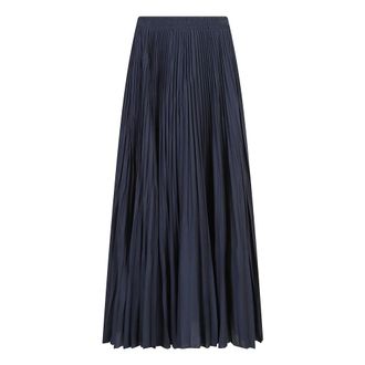 Max Mara Rokken, Dames, Blauw, S, Polyester, Foggia Pliss&eacute; Midi Rok
