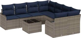 vidaXL Conjunto De Sof&aacute; De Jard&iacute;n 9 Uds. 8-n&uacute;mero De Plazas Gris Vidaxl