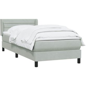 vidaXL Cama Box Spring Con Colch&oacute;n Terciopelo Gris Claro 80x210 Cm Vidaxl