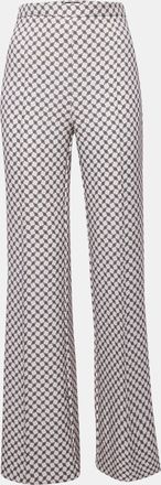 Elisabetta Franchi Cream Printed Crepe High Rise Trousers