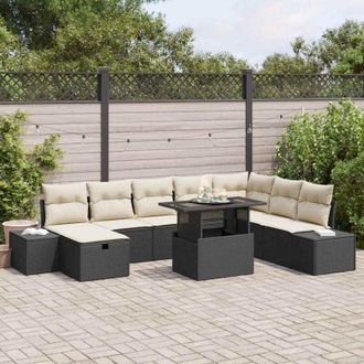 vidaXL Conjunto De Sof&aacute; De Jard&iacute;n 11 Pcs Negro Polirat&aacute;n Vidaxl