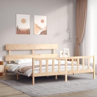 Berkfield Home Bed Frame with Headboard 200x200 cm Solid Wood in Brown