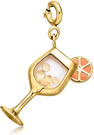Ross-Simons Citrine Tropical Drink Charm With Orange and White Enamel in 18kt Gold Over Sterling