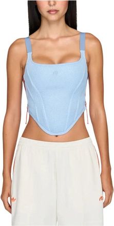 adidas Miaou Corset - Dames - Sportshirts - Blauw - L - Polyester - Fitness