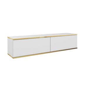 AKL FURNITURE Mueble para TV efecto madera Blanco y Crema