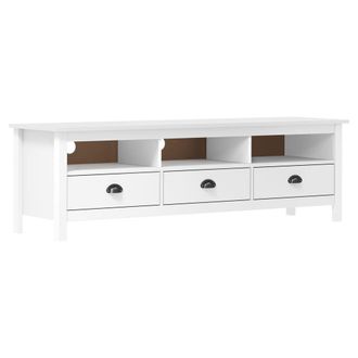 Berkfield Home TV Cabinet Hill White 158x40x47 cm Solid Pine Wood | Size: 158 x 40 x 47 cm