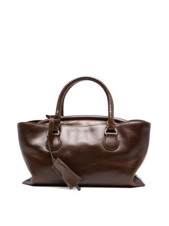 Osoi Shell Brot Mini Bag In Glossy Brown Leather
