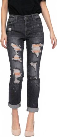 Judy Blue Womens Destructed Boyfriend Jean In Black Wash