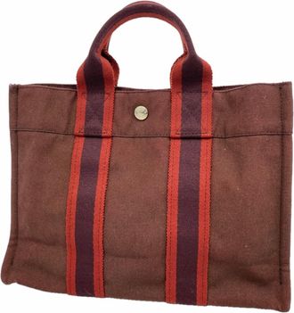 Herm&egrave;s Brown Canvas Tote Bag (Pre-Owned)