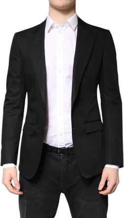 Dolce & Gabbana Black Cotton Single Breasted Men Coat Mens Blazer (Pre-Owned)