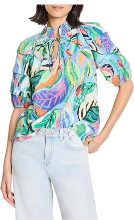 Nic+Zoe Petite Island Beat Top Womens Clothing Blue : PS, Cotton