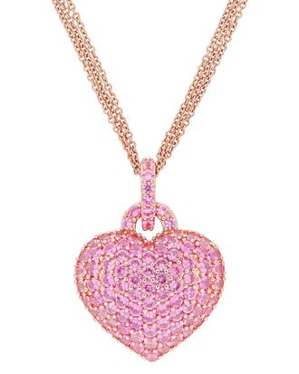 Rina Limor Rose Gold Over Silver 3.47 ct. tw. Lab-Grown Created Pink Sapphire Pendant