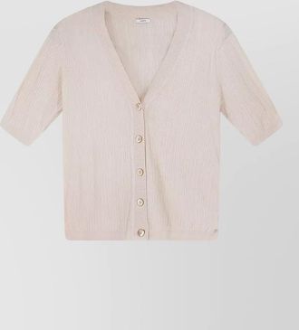 Joseph silk v-neck crinkled ribbed short-sleeve cardigan