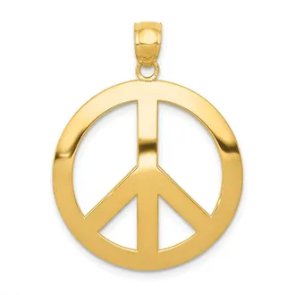 Diamond2Deal 14k Yellow Gold Peace Sign Pendant