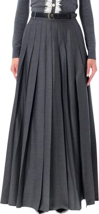 Self Portrait Dark Grey Pleated Maxi Skirt