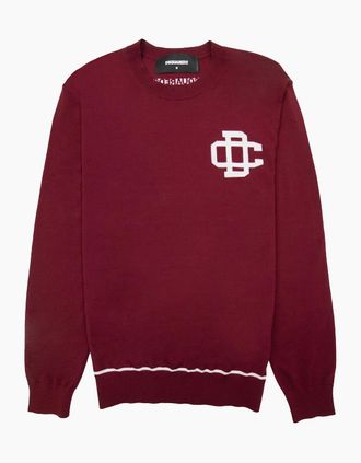Dsquared2 Mens Dsquared2 Monogram Logo Knitted Sweater Burgundy - Size: 38