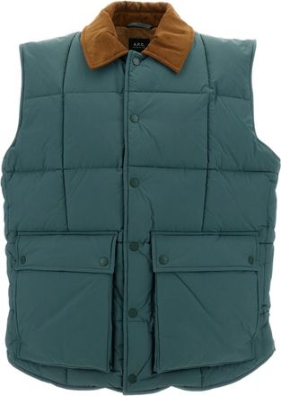 A.P.C. Green Jimmy Padded Quilted Vest