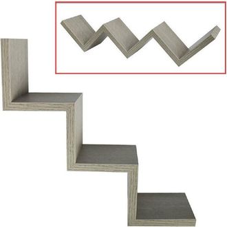 Trade Shop Trade Shop - Mensola Parete Zig Zag Design Moderno Legno Mdf Rovere Grigio 59x12cm