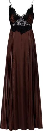 Self Portrait Maxi jurk van georgette met blote schouders - Dames - Maxi kleedjes - Bruin - S - Kleedjes